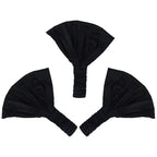 Set of 3 Wide Cotton Head Band Solid Boho Yoga Style Soft Hairbands - Black