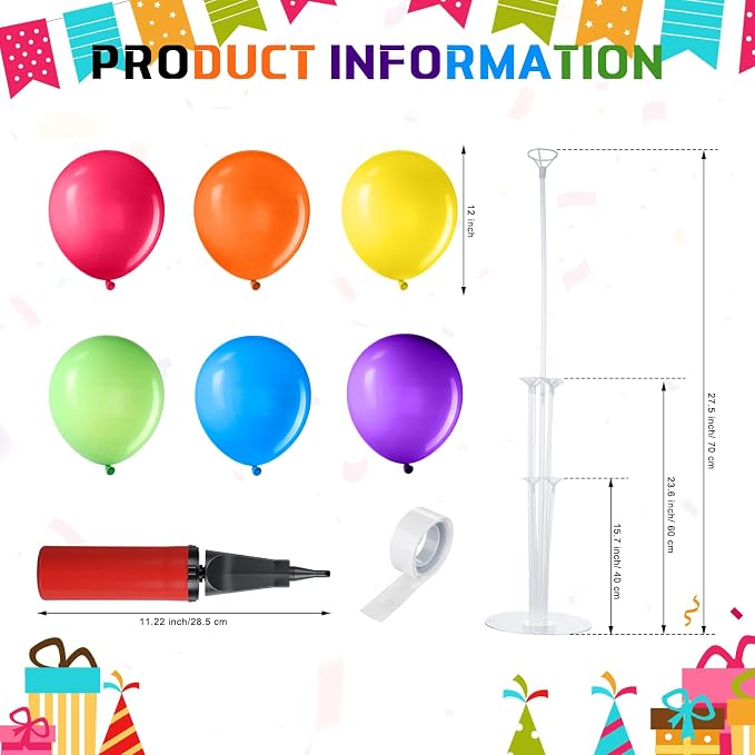 VioraWhite 8 Set Balloon Stands Kits, Sticks Holder - Image 2