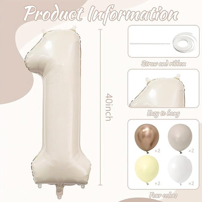 Cream Number 1 Balloon 40 Inch Beige Nude Number 1 Balloon - Image 6