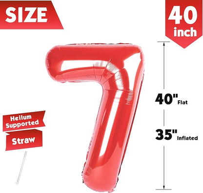 40 Inch Red Number 7 Balloon Birthday Party Decorations - Image 5