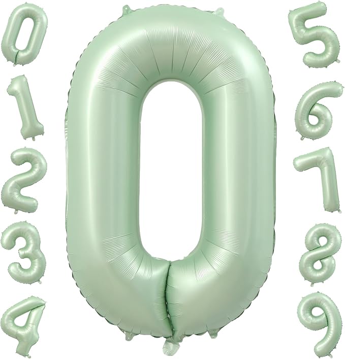 40 Inch Olive Green Number 0 Foil Balloon by TNCDJKPA