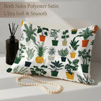 Indoor Plant 1 Pack Satin Pillowcase for Hair and Skin Green Houseplant Imitation Silk Pillowcase with Hidden Zipper Soft Breathable Pillow Cover Standard Size for Bedroom Sofa 20”x26”