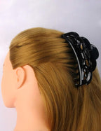 Solid Black Claw Clips for Women Large and Medium Size Neutral Butterfly Hair Clips Basic Non-Slip Hair Styling Accessories 2pcs in Set(Arc-Black)