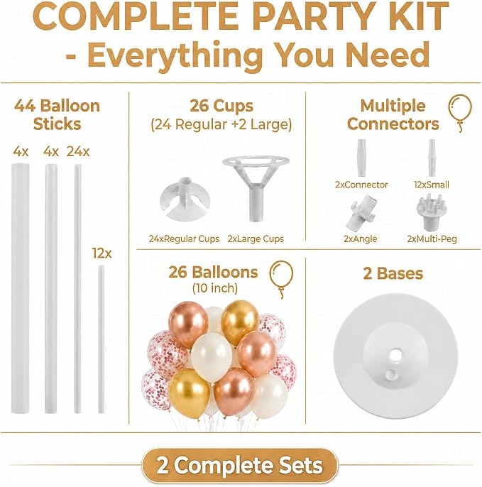 Gold Balloon Column Stand Kit for Floor - Image 2
