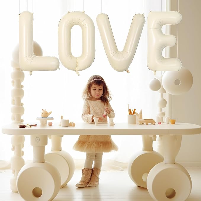 Cream LOVE Letter Balloons, 40 Inch Love Balloon Beige Helium Big Nude Balloon - Image 5