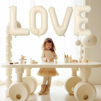Cream LOVE Letter Balloons, 40 Inch Love Balloon Beige Helium Big Nude Balloon - Image 5