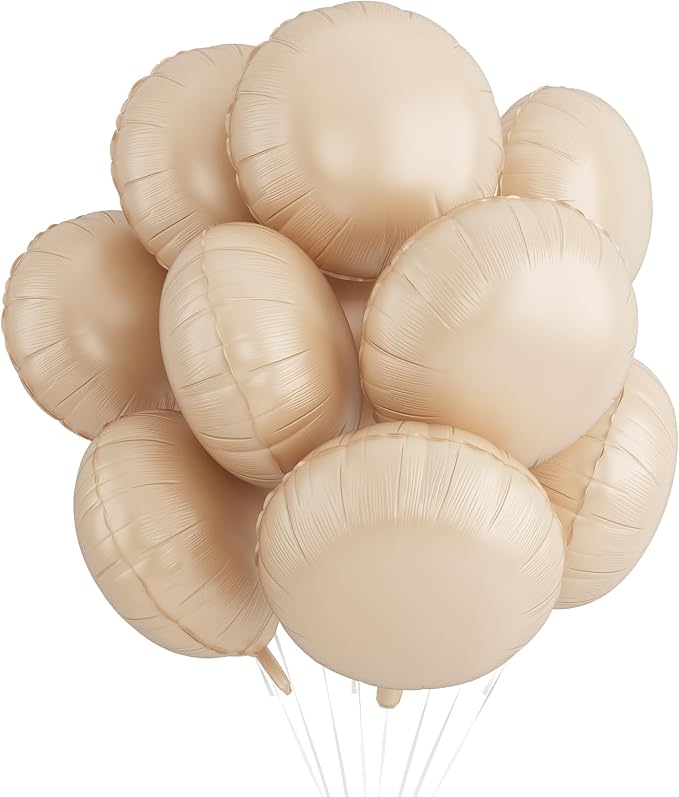 20PCS Nude Round Shaped Balloons, 18inch Retro Apricot Giant Round Aluminum by Paready