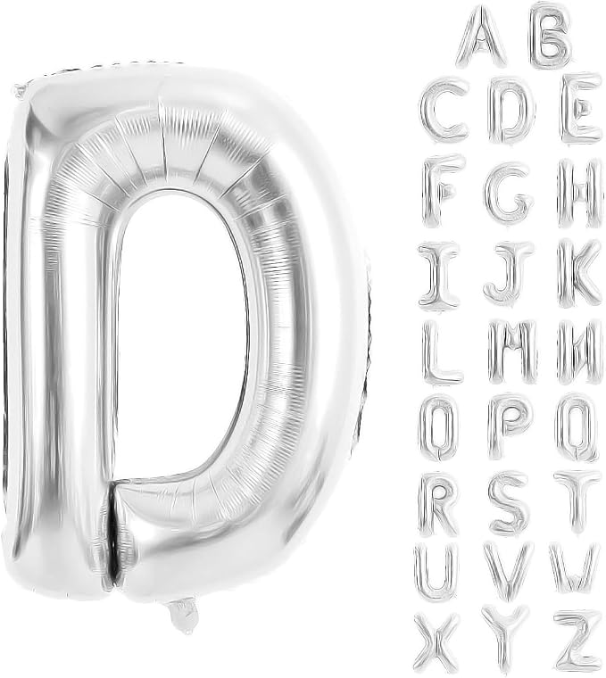 Silver Letter Balloons 40 Inch Large Alphabet Balloon Letter D | Foil Mylar Big by YUNSHANGMO