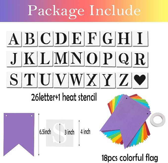 DIY Rainbow Banner Set Include 26 Letters Stencil, Make Your Own Banner - Image 2