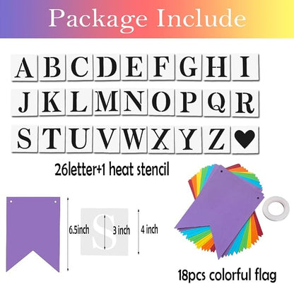 DIY Rainbow Banner Set Include 26 Letters Stencil, Make Your Own Banner - Image 2