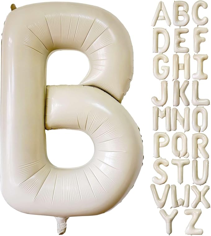 Cream White Letter B Balloons, 40 Inch Giant Letter Balloons B Foil Mylar by Lovoir