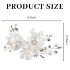 Bride Flower Silver Piece Pearl Hair Clip,Wedding Hair Accessories for Women and Bridesmaids,Silver Pearl Crystal Fancy Clip
