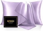 INFIIXSO Mulberry Silk Pillow Cases King Size Set of 2, Silk Pillowcase with Hidden Zipper 20"x36", Extraordinary Smooth and Soft Pillow Case for Hair and Skin(Lavender, 2 Pack)