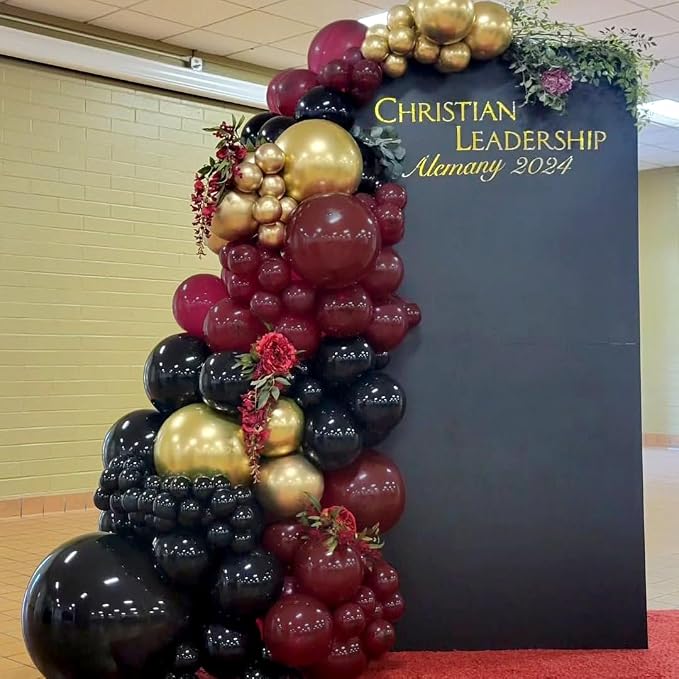 Burgundy and Gold Balloon Arch Kit - Image 8