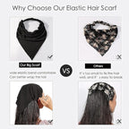 6 Pack Hair Scarf Headband for Women Elastic Bandana Head Scarf Large Boho Triangle Kerchief with Clips Non Slip Scarves