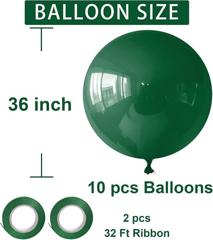 Green Balloons Green Birthday Decorations 10 Pack 36 inch Round Party Balloons - Image 2
