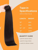 DOORES Hair Extensions Real Human Hair, Dark Brown 12 Inch 80g 40pcs, Tape in Hair Extensions Human Hair Straight Remy Hair Extensions for Women Skin Weft