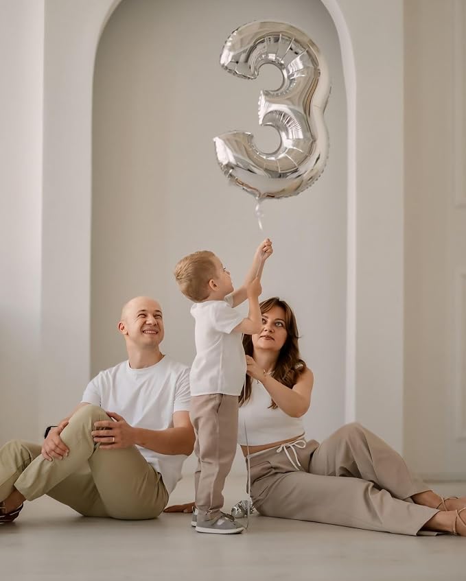 Number Balloons 40 Inch Silver 2 Balloon - Image 3