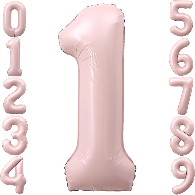 40 Inch Light Pink Number 1 Foil Big 0-9 Giant Digital Balloon | 1st by SULALABOO