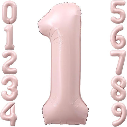 40 Inch Light Pink Number 1 Foil Big 0-9 Giant Digital Balloon | 1st by SULALABOO