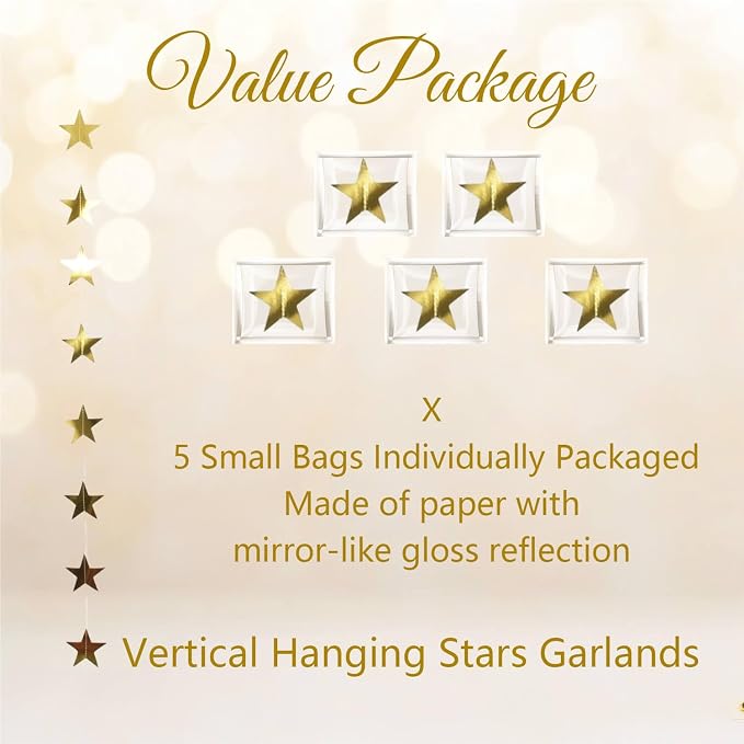 65Feet Gold Star Garland Banner - Image 3