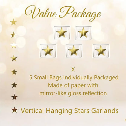 65Feet Gold Star Garland Banner - Image 3