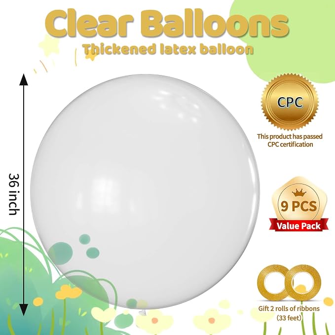 Clear Balloons 9pcs 36 Inch Extra Large Big Jumbo Giant Transparent Bubble - Image 2