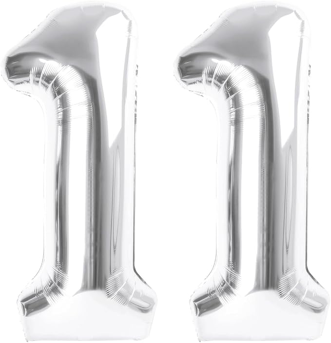 Number Balloons Silver 11 Balloon 40 inch by Enyeopd