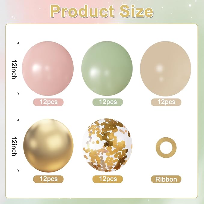 Sage Green Balloons for Boho Baby Shower Fairy Birthday Party Decorations | - Image 2