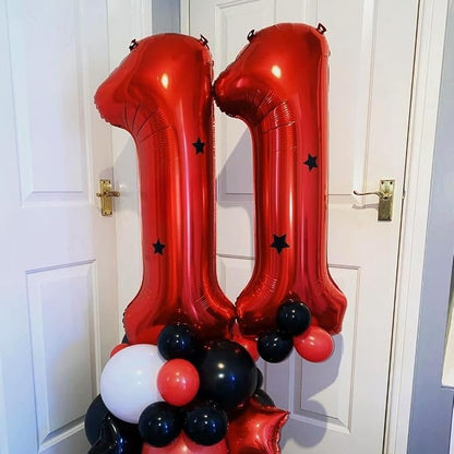 Red 17 Number Balloons, 40 Inch 17 Balloons Foil Mylar Helium Big Red 17 - Image 3