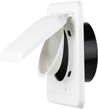 NO-PEST VENT MetalGuard, Dual Door Dryer Vent Cover Outdoor 4 Inch, Powder-Coated Heavy Duty Steel, Pest Proof, Rust Resistant, Safe & Efficient Vent Cap (White, 4" Steel With Collar)