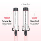 VODANA Professional GlamWave Ceramic Curling Iron, Long-Lasting Natural Curls, Instant Heat, Hair Curler, Curling Wand, Available in USA (1.4 inch, Pink)