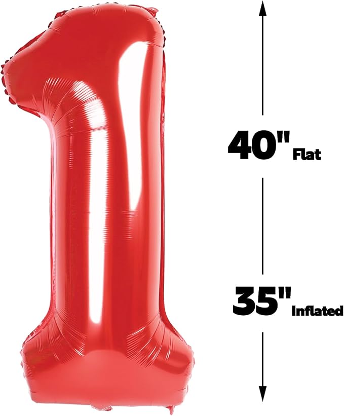 Red Number 1 Balloon 40 inch, Balloon numbers party supplies, deco photo shoot - Image 2