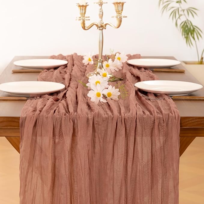 Cheesecloth Table Runner Summer Boho Wedding Birthday Party Home Decor | Dusty - Image 2