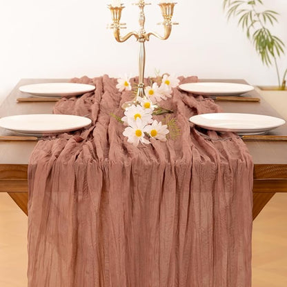 Cheesecloth Table Runner Summer Boho Wedding Birthday Party Home Decor | Dusty - Image 2
