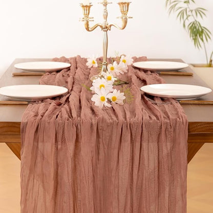 Cheesecloth Table Runner Summer Boho Wedding Birthday Party Home Decor | Dusty - Image 5