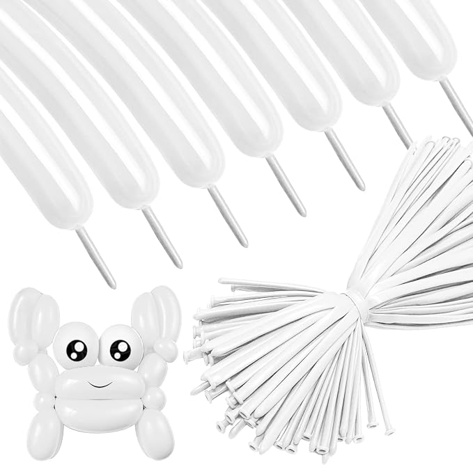 White 260 Long Balloons 100 Pack White Modeling Long Magic Balloons Thickening by ASIYUHY