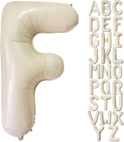 Cream White Letter F Balloons, 40 Inch Giant Letter Balloons F Foil Mylar by Lovoir