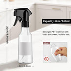 Plastic Spray Bottles 12oz Continuous Spray Bottle Mist Spraying Heavy Duty Empty Water Spray Bottles for Hair, Cleaning Solutions, Plants，Essential Oils 2 Pack (Clear-2pcs)