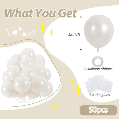 50pcs Pearl White Balloons, Helium 12inch Pearl White Party Balloon | Balloons - Image 2