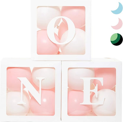 First Birthday Decorations Balloon 'ONE' Boxes by PartyHooman