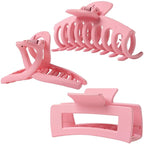 Dorable Pink Claw Clips for Women - Strong Holding Polycarbonate Hair Clips, Rose Nonslip Jaw for Fine and Thin Hair, 3 Counts Fushia