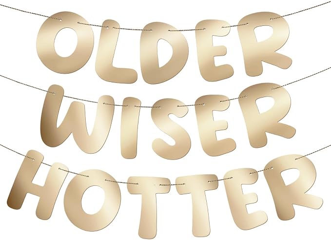 Fulmoon Set of 3 Pre Strung Older Wiser Hotter Glitter Banner Funny Birthday by Fulmoon