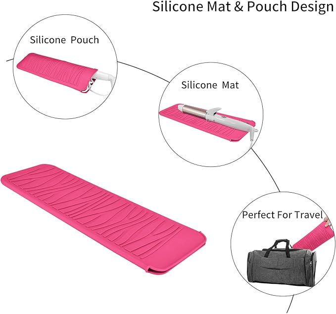 2 Pack Silicone Heat Resistant Travel Pouch for Straighteners, Crimpers, Curling Wands, Flat Irons and Hot Hair Styling Tools