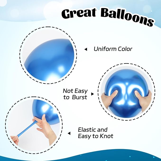 60pcs Blue and Silver Balloons 12inch - Image 3