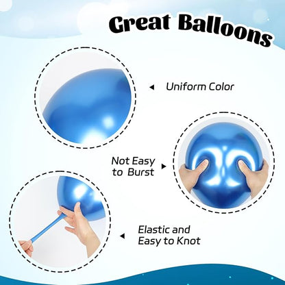 60pcs Blue and Silver Balloons 12inch - Image 3