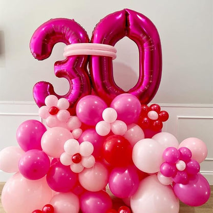 Hot Pink 30 Balloon Numbers, 40 Inch 30 Birthday Balloon Foil Mylar Number 30 - Image 3