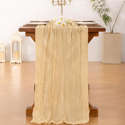 Cheesecloth Table Runner Summer Boho Wedding Birthday Party Home Decor | Sand - Image 4