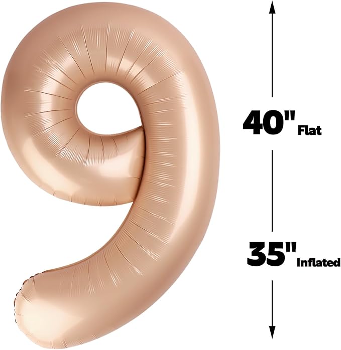 Light Brown Number 9 Balloon 40 inch, Light Brown Birthday Party Decorations | - Image 3