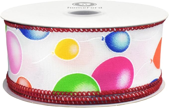 Party Balloons Celebration Wired Ribbon, 1-1/2-inch - Image 3